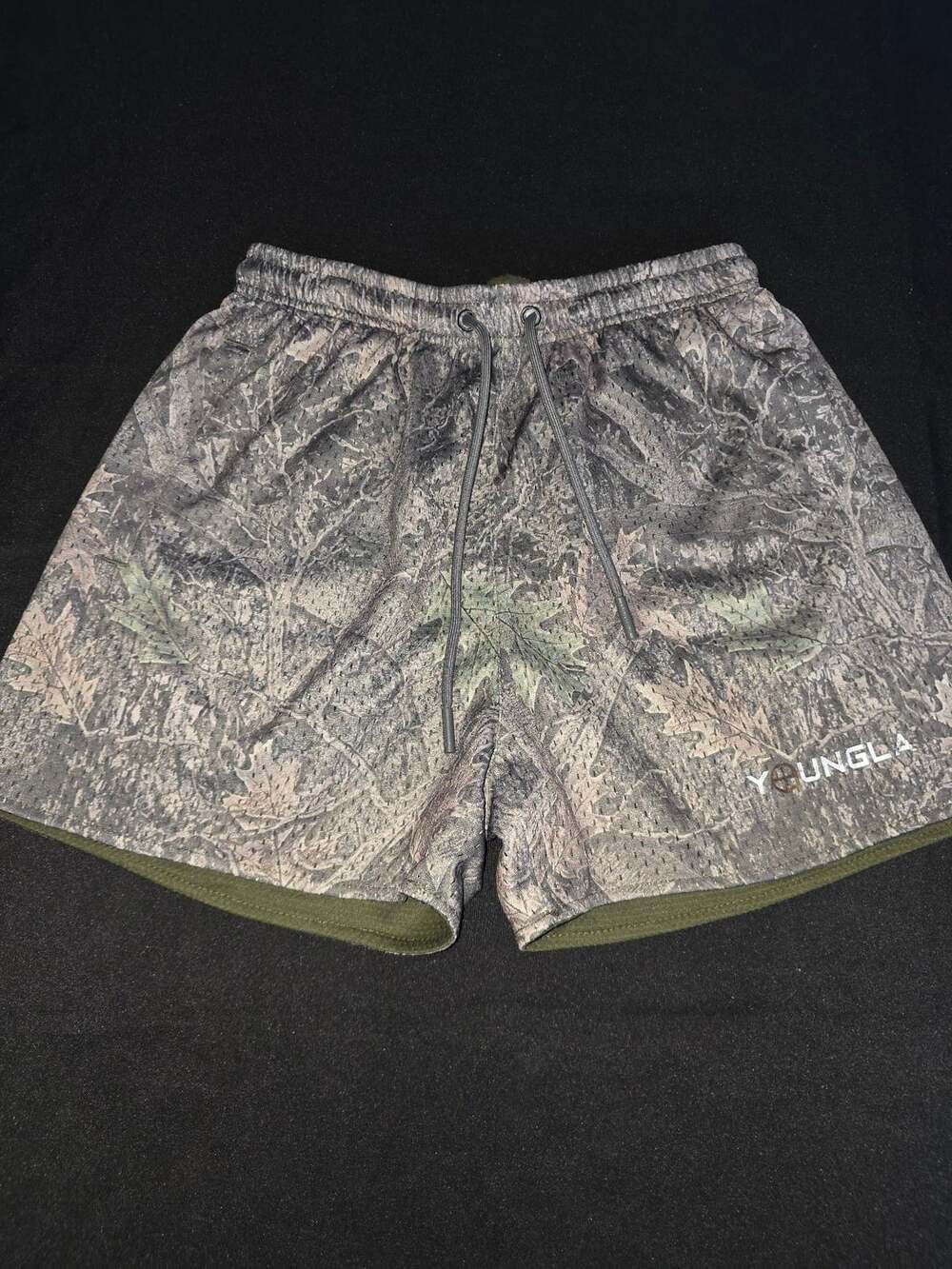 YoungLA 1117 Tree Camo Mesh Shorts Small